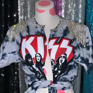 Reworked Graphic Kiss Bling T shirt.